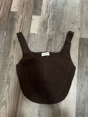 Babaton Sculpt Knit Tank Top in Brown